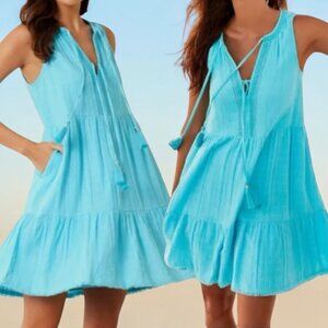 NWT TOMMY BAHAMA ( XXS ) Mykonos Tex Gauze Short Sleeveless Dress